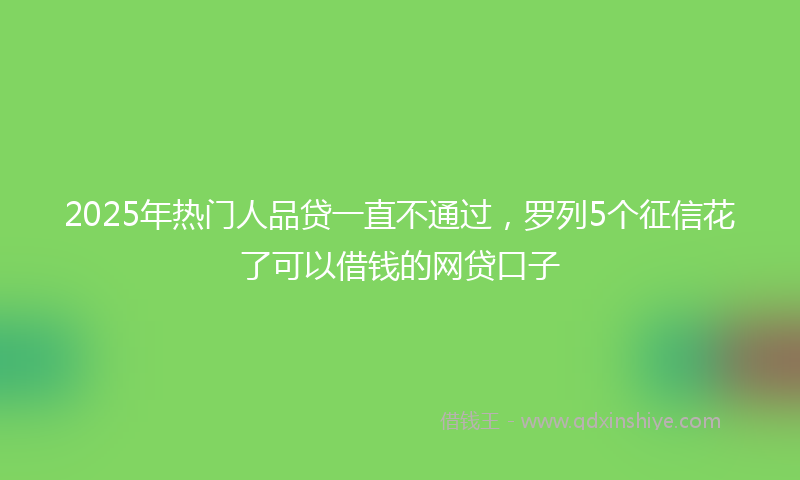 2025年热门人品贷一直不通过，罗列5个征信花了可以借钱的网贷口子