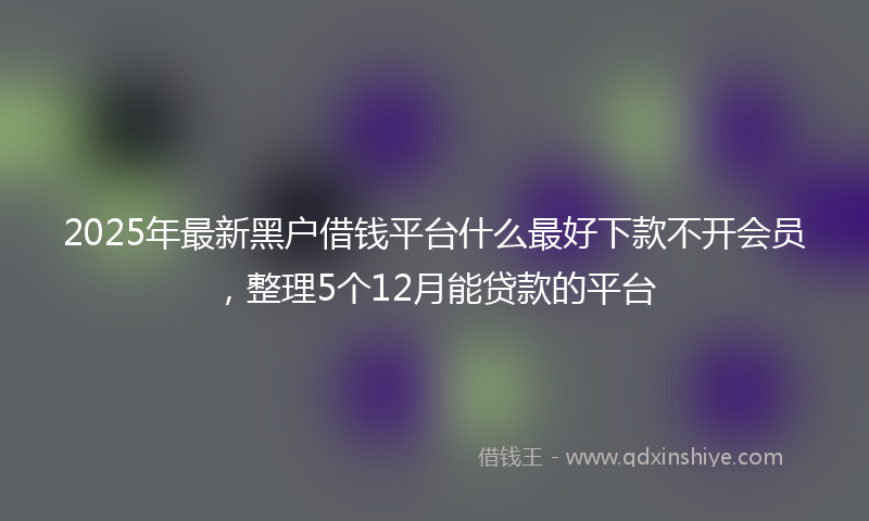 2025年最新黑户借钱平台什么最好下款不开会员，整理5个12月能贷款的平台