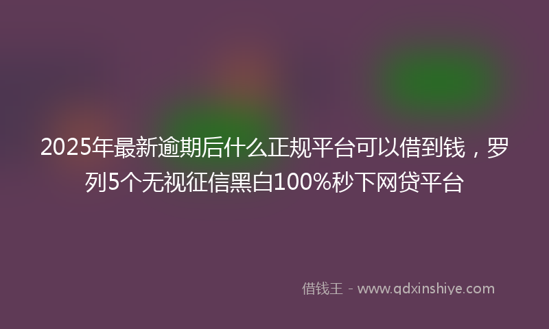 2025年最新逾期后什么正规平台可以借到钱，罗列5个无视征信黑白100%秒下网贷平台
