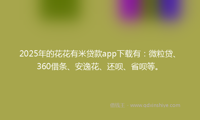 2025年的花花有米贷款app下载有：微粒贷、360借条、安逸花、还呗、省呗等。