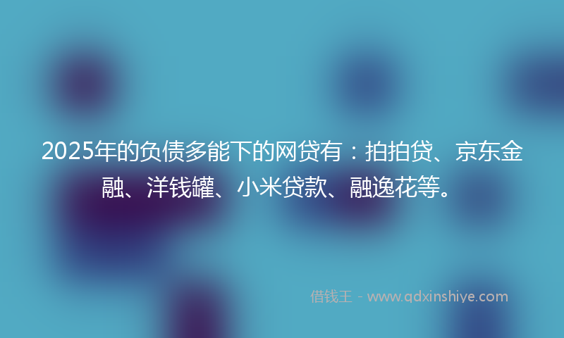 2025年的负债多能下的网贷有：拍拍贷、京东金融、洋钱罐、小米贷款、融逸花等。