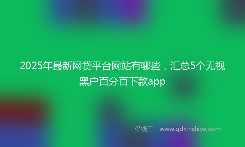 2025年最新网贷平台网站有哪些，汇总5个无视黑户百分百下款app