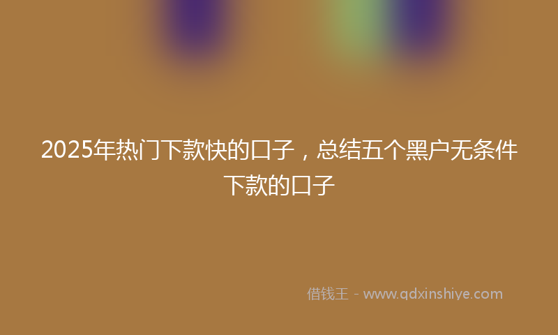 2025年热门下款快的口子，总结五个黑户无条件下款的口子