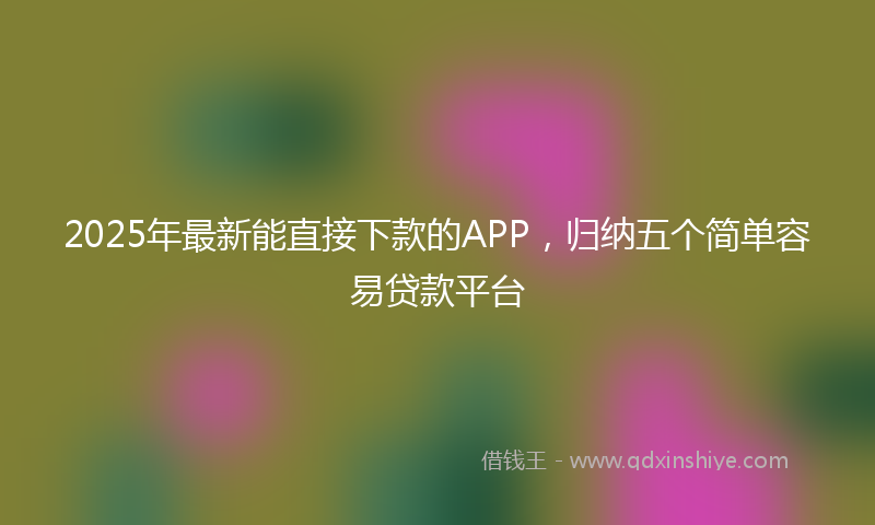 2025年最新能直接下款的APP，归纳五个简单容易贷款平台