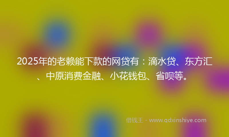 2025年的老赖能下款的网贷有：滴水贷、东方汇、中原消费金融、小花钱包、省呗等。