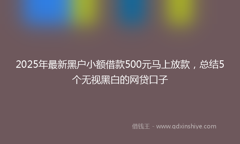 2025年最新黑户小额借款500元马上放款，总结5个无视黑白的网贷口子