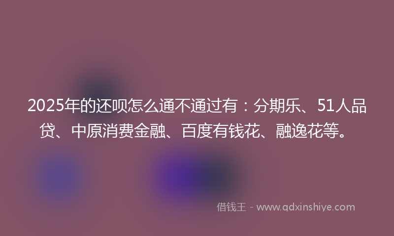 2025年的还呗怎么通不通过有：分期乐、51人品贷、中原消费金融、百度有钱花、融逸花等。