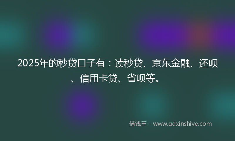 2025年的秒贷口子有：读秒贷、京东金融、还呗、信用卡贷、省呗等。
