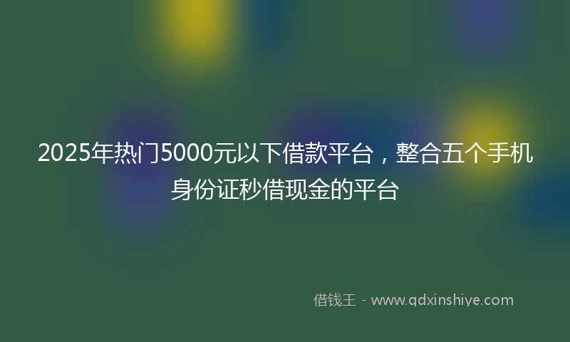2025年热门5000元以下借款平台，整合五个手机身份证秒借现金的平台