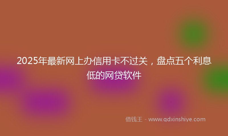 2025年最新网上办信用卡不过关，盘点五个利息低的网贷软件