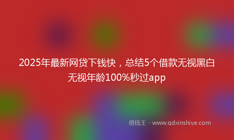 2025年最新网贷下钱快，总结5个借款无视黑白无视年龄100%秒过app