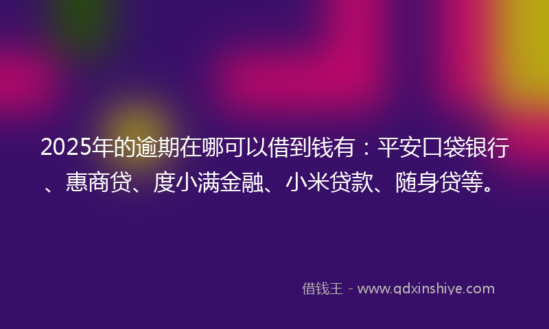 2025年的逾期在哪可以借到钱有：平安口袋银行、惠商贷、度小满金融、小米贷款、随身贷等。
