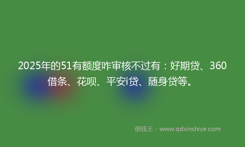 2025年的51有额度咋审核不过有：好期贷、360借条、花呗、平安i贷、随身贷等。