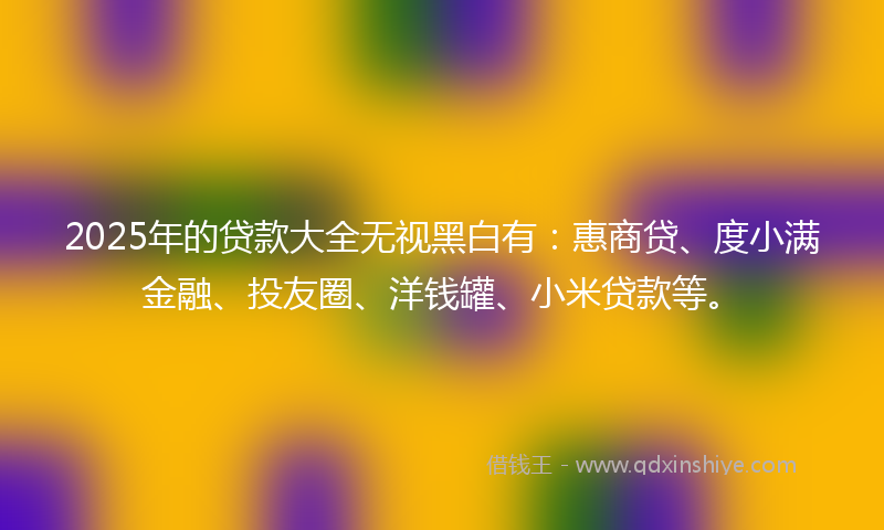2025年的贷款大全无视黑白有：惠商贷、度小满金融、投友圈、洋钱罐、小米贷款等。