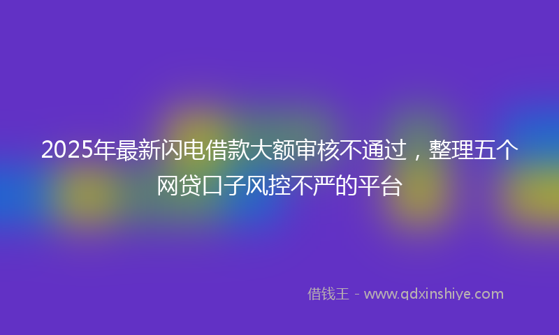 2025年最新闪电借款大额审核不通过，整理五个网贷口子风控不严的平台