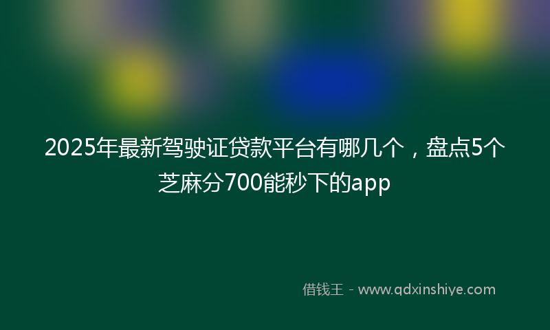 2025年最新驾驶证贷款平台有哪几个，盘点5个芝麻分700能秒下的app
