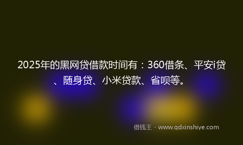 2025年的黑网贷借款时间有：360借条、平安i贷、随身贷、小米贷款、省呗等。