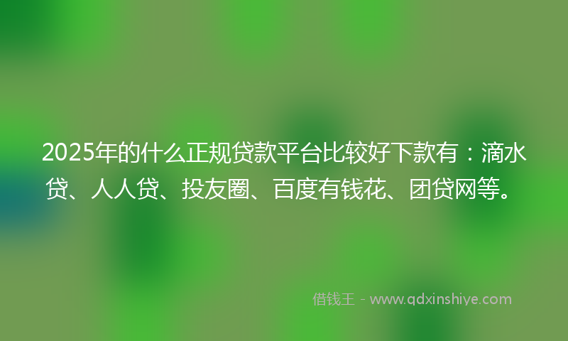 2025年的什么正规贷款平台比较好下款有：滴水贷、人人贷、投友圈、百度有钱花、团贷网等。
