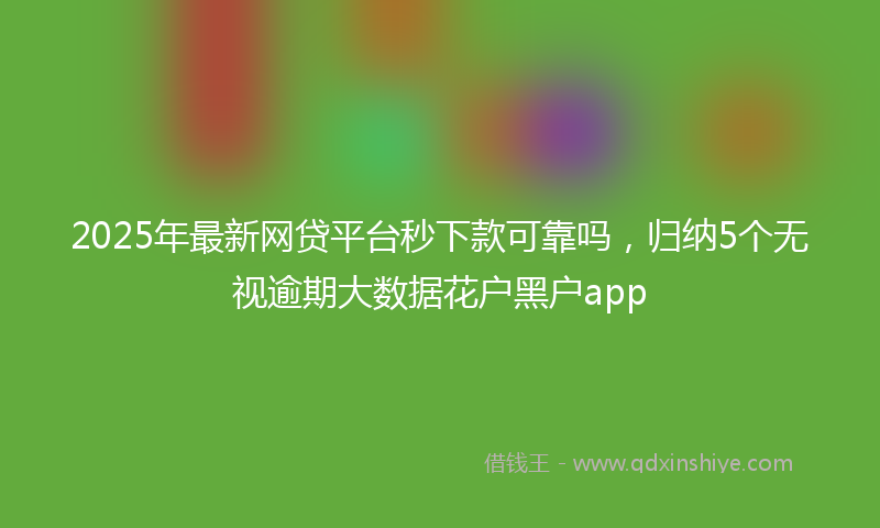 2025年最新网贷平台秒下款可靠吗，归纳5个无视逾期大数据花户黑户app