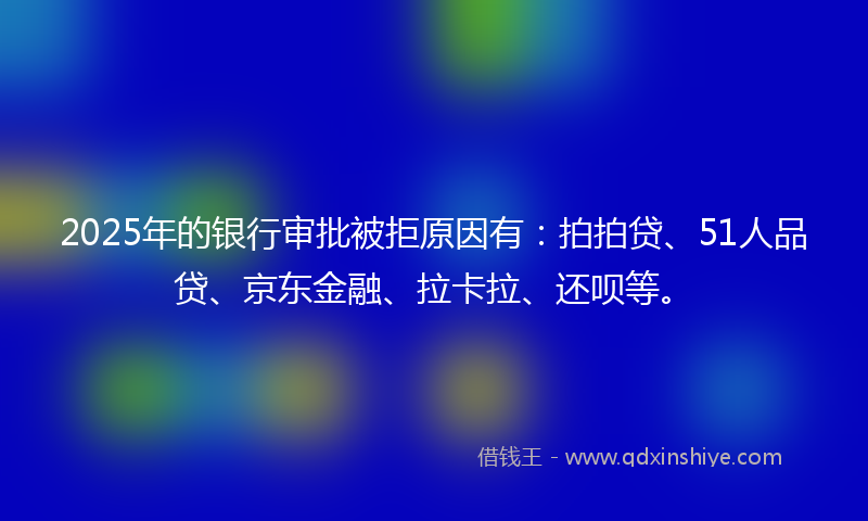 2025年的银行审批被拒原因有：拍拍贷、51人品贷、京东金融、拉卡拉、还呗等。