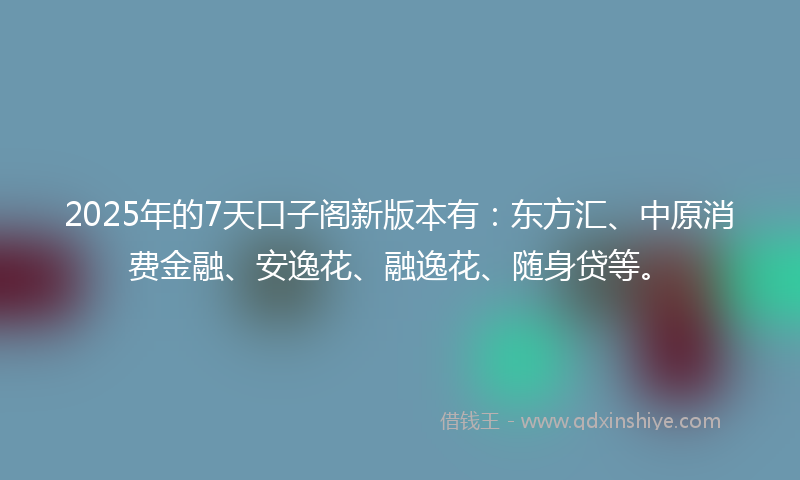 2025年的7天口子阁新版本有：东方汇、中原消费金融、安逸花、融逸花、随身贷等。