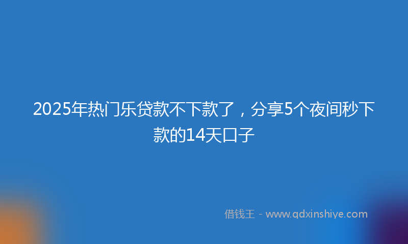 2025年热门乐贷款不下款了，分享5个夜间秒下款的14天口子