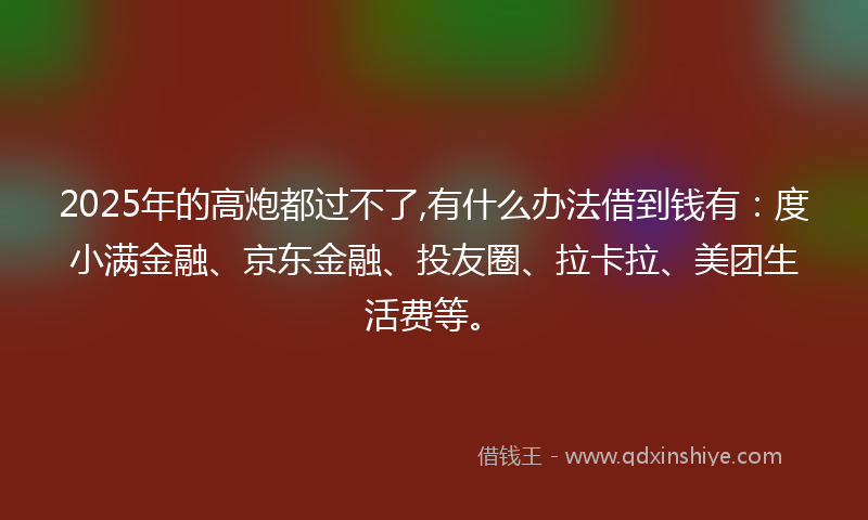 2025年的高炮都过不了,有什么办法借到钱有：度小满金融、京东金融、投友圈、拉卡拉、美团生活费等。