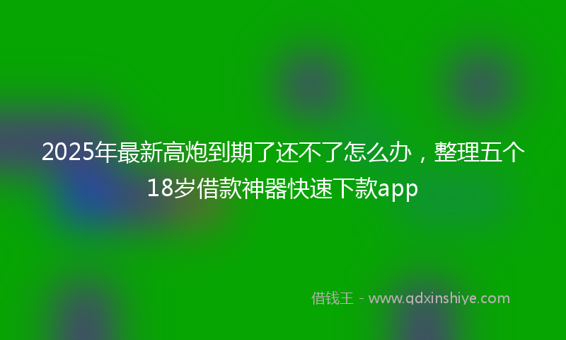 2025年最新高炮到期了还不了怎么办，整理五个18岁借款神器快速下款app