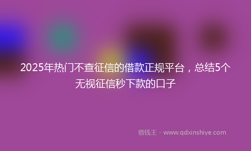2025年热门不查征信的借款正规平台，总结5个无视征信秒下款的口子