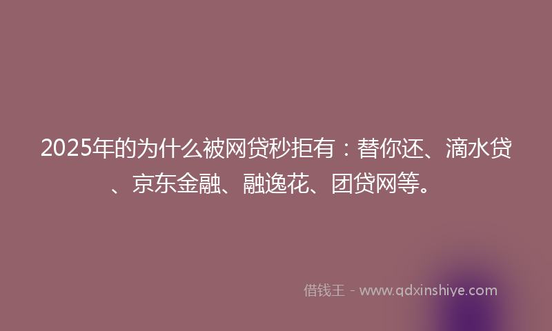 2025年的为什么被网贷秒拒有：替你还、滴水贷、京东金融、融逸花、团贷网等。