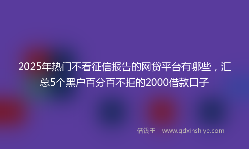 2025年热门不看征信报告的网贷平台有哪些，汇总5个黑户百分百不拒的2000借款口子