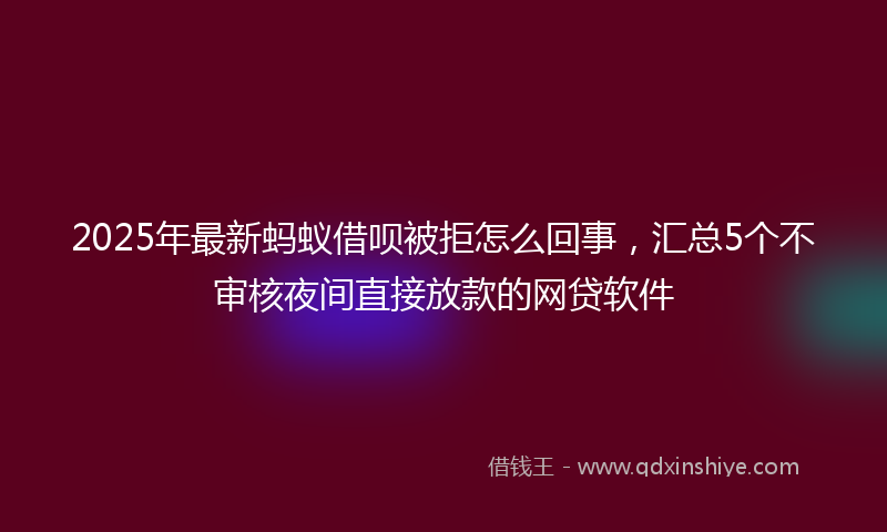 2025年最新蚂蚁借呗被拒怎么回事，汇总5个不审核夜间直接放款的网贷软件