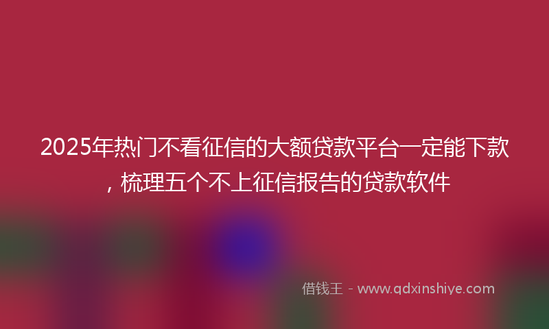 2025年热门不看征信的大额贷款平台一定能下款，梳理五个不上征信报告的贷款软件