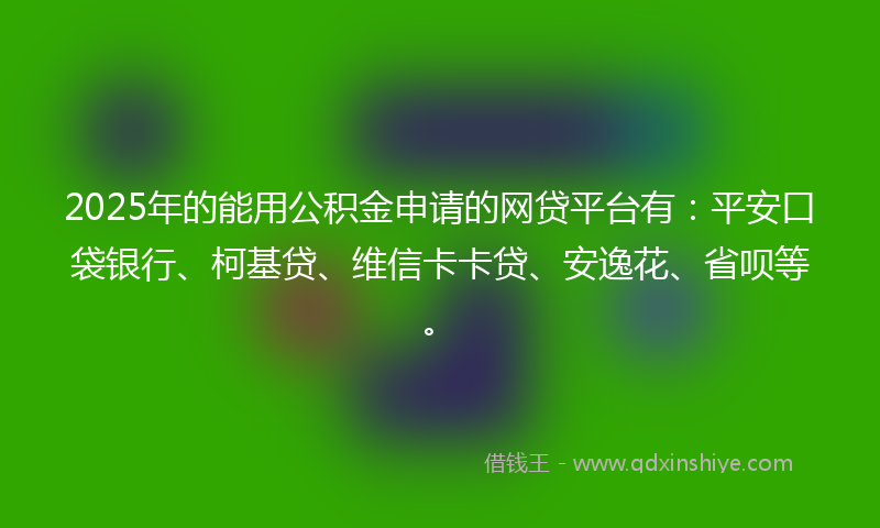 2025年的能用公积金申请的网贷平台有：平安口袋银行、柯基贷、维信卡卡贷、安逸花、省呗等。