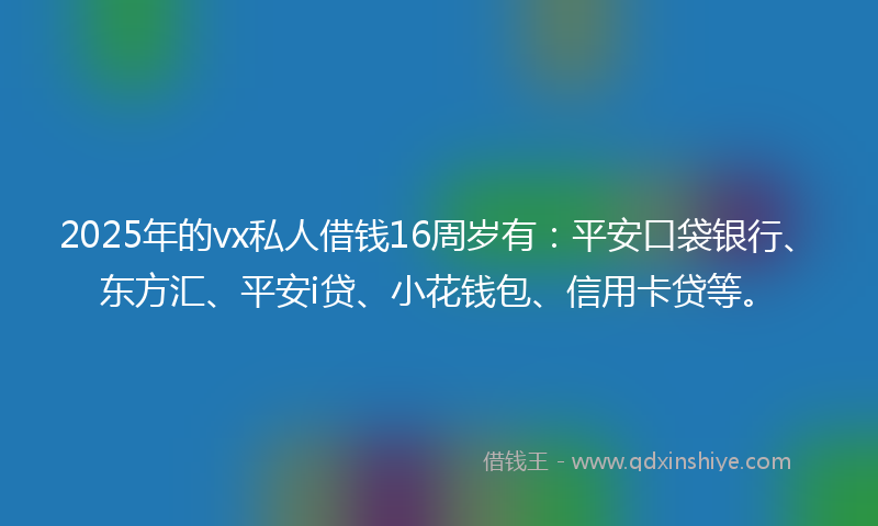 2025年的vx私人借钱16周岁有：平安口袋银行、东方汇、平安i贷、小花钱包、信用卡贷等。