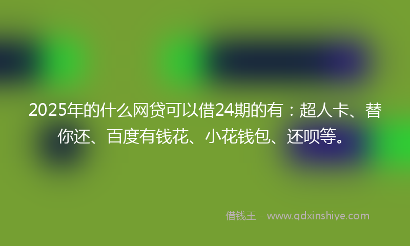 2025年的什么网贷可以借24期的有：超人卡、替你还、百度有钱花、小花钱包、还呗等。