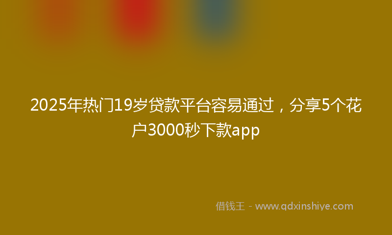 2025年热门19岁贷款平台容易通过，分享5个花户3000秒下款app