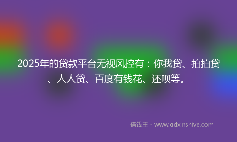 2025年的贷款平台无视风控有：你我贷、拍拍贷、人人贷、百度有钱花、还呗等。