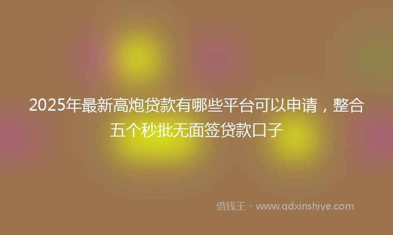 2025年最新高炮贷款有哪些平台可以申请，整合五个秒批无面签贷款口子