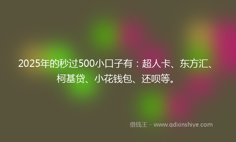 2025年的秒过500小口子有：超人卡、东方汇、柯基贷、小花钱包、还呗等。