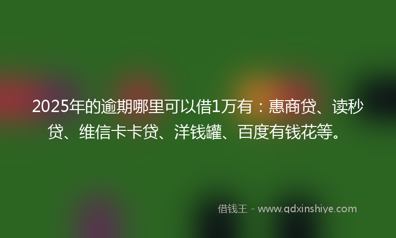 2025年的逾期哪里可以借1万有：惠商贷、读秒贷、维信卡卡贷、洋钱罐、百度有钱花等。