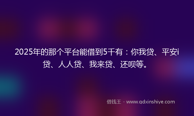 2025年的那个平台能借到5千有：你我贷、平安i贷、人人贷、我来贷、还呗等。