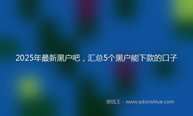 2025年最新黑户吧，汇总5个黑户能下款的口子