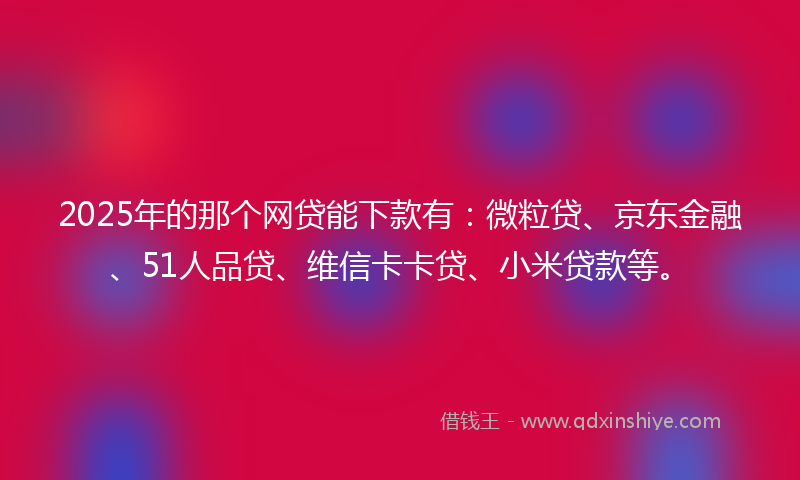 2025年的那个网贷能下款有：微粒贷、京东金融、51人品贷、维信卡卡贷、小米贷款等。