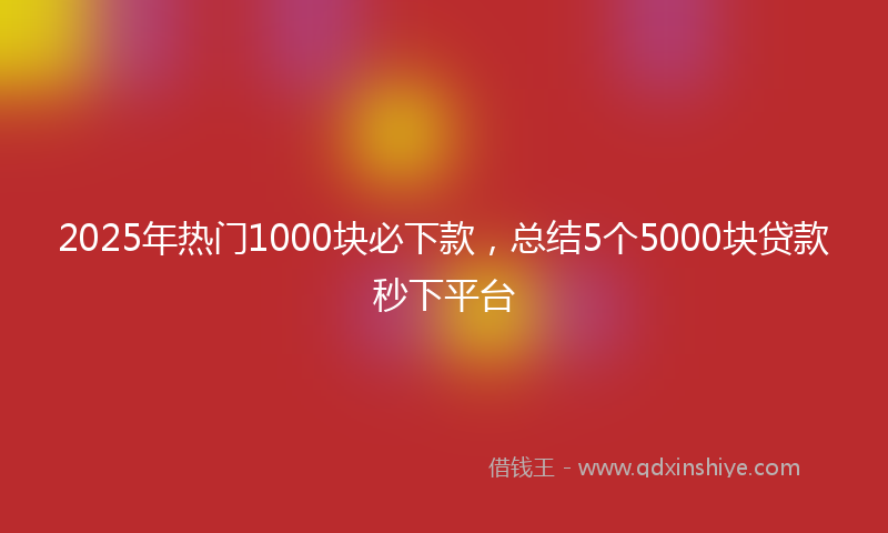 2025年热门1000块必下款，总结5个5000块贷款秒下平台
