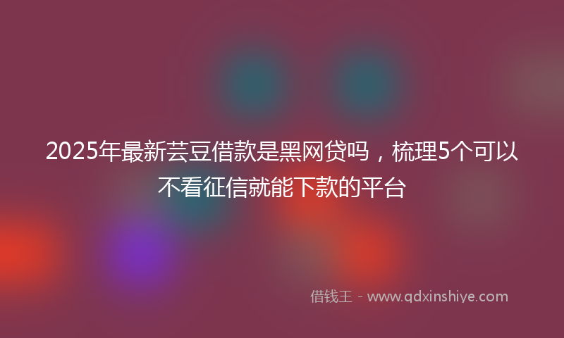 2025年最新芸豆借款是黑网贷吗，梳理5个可以不看征信就能下款的平台