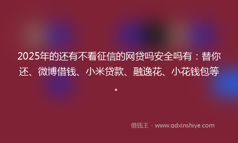 2025年的还有不看征信的网贷吗安全吗有：替你还、微博借钱、小米贷款、融逸花、小花钱包等。
