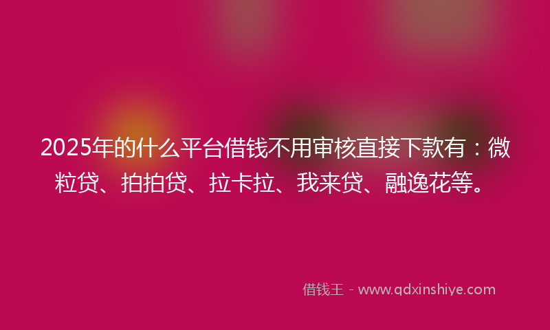 2025年的什么平台借钱不用审核直接下款有：微粒贷、拍拍贷、拉卡拉、我来贷、融逸花等。