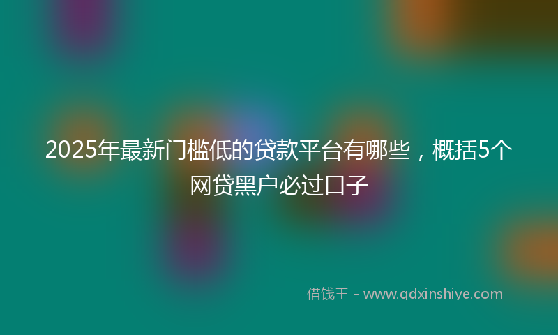 2025年最新门槛低的贷款平台有哪些，概括5个网贷黑户必过口子