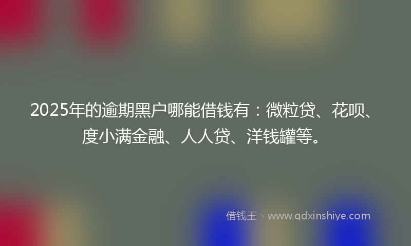 2025年的逾期黑户哪能借钱有：微粒贷、花呗、度小满金融、人人贷、洋钱罐等。